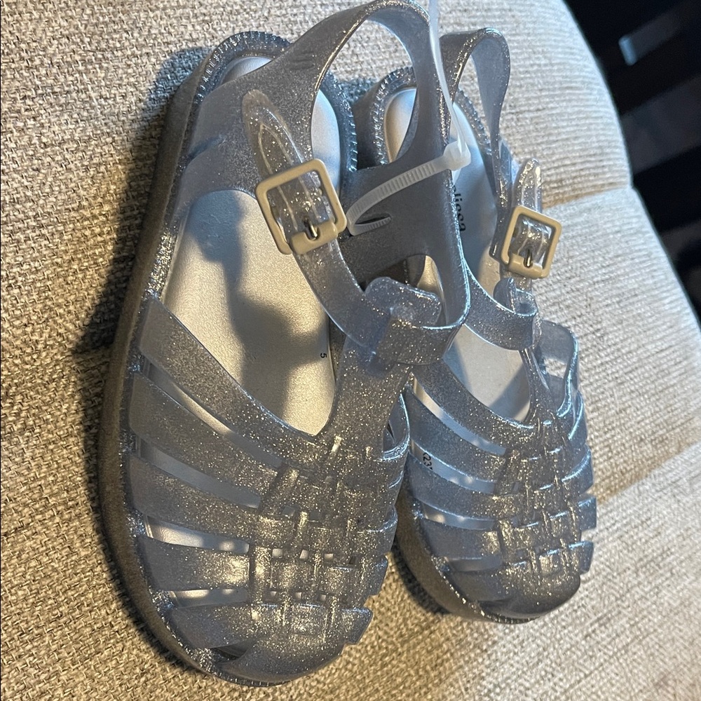 Mini Melissa Glittery Silver Kids Sandals - Picture 2 of 5